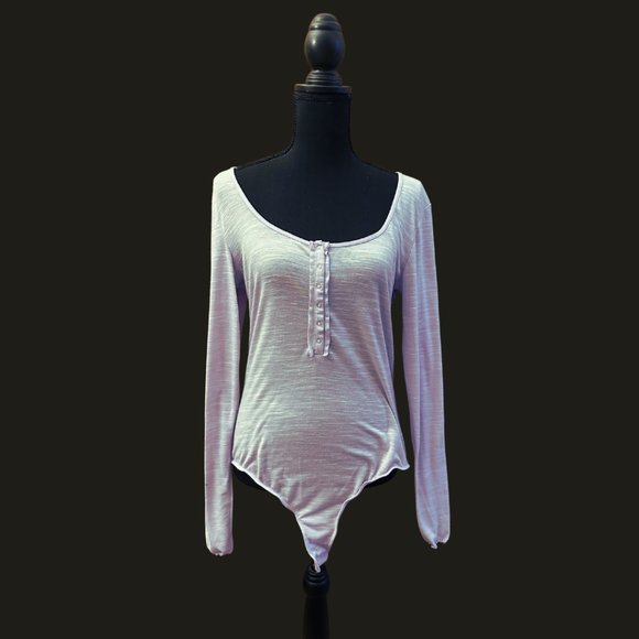 Adore Me Lavendar Long-Sleeve Snap-Up One Piece - Picture 1 of 4